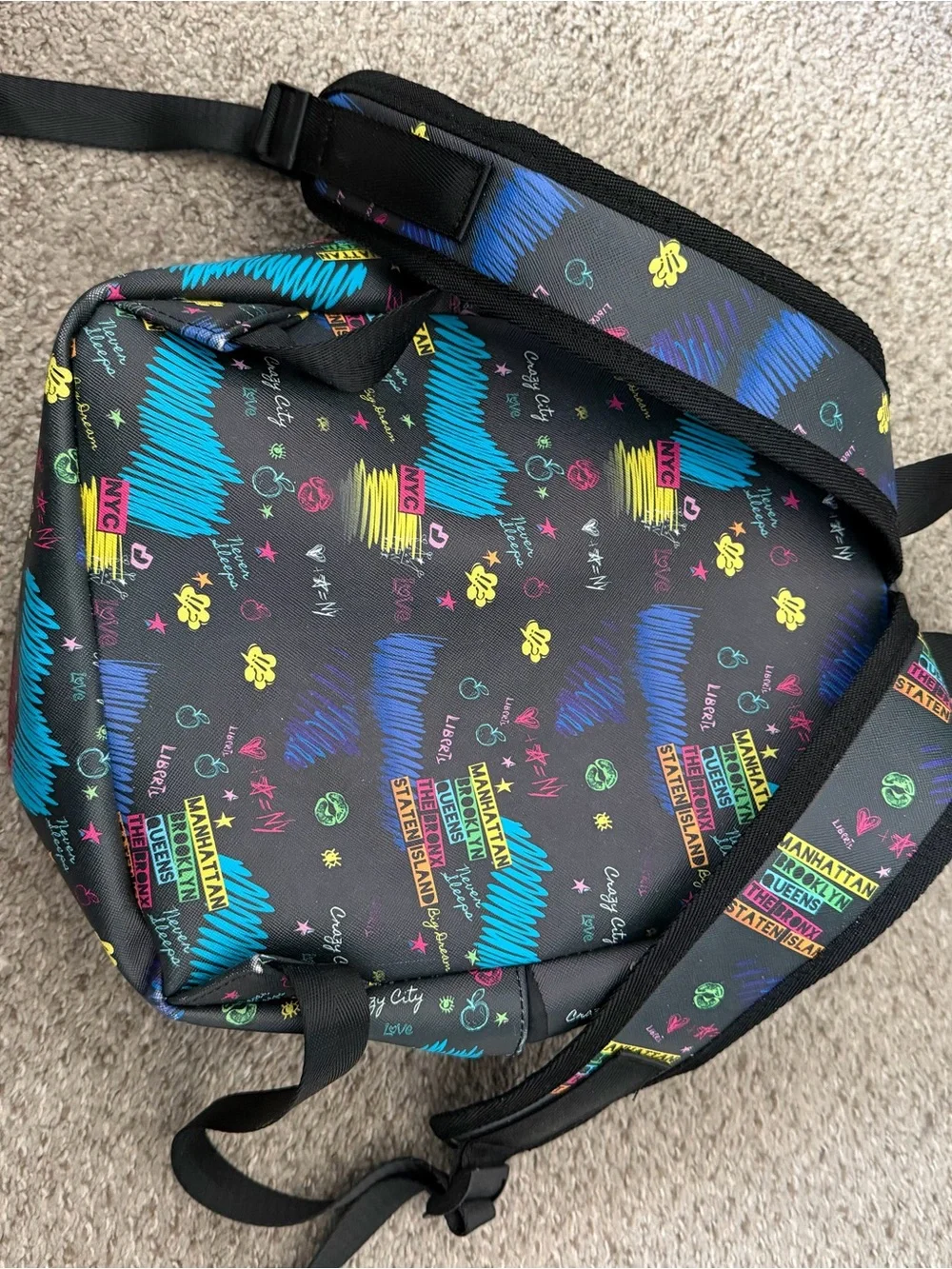 Titan Black Backpack with Neon Multicolor NYC Graffiti Print
